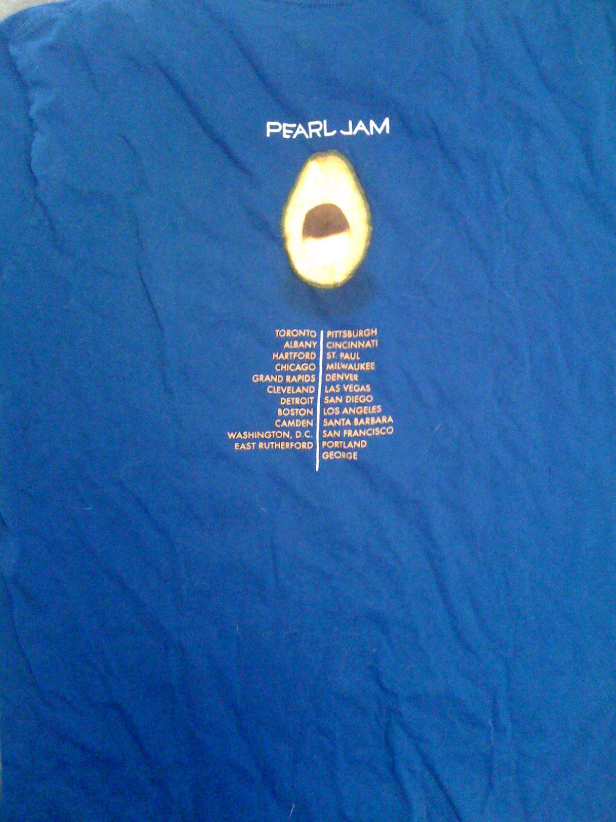 Pearl Jam &ldquo;Avocado&rdquo; Concert Tour Shirt