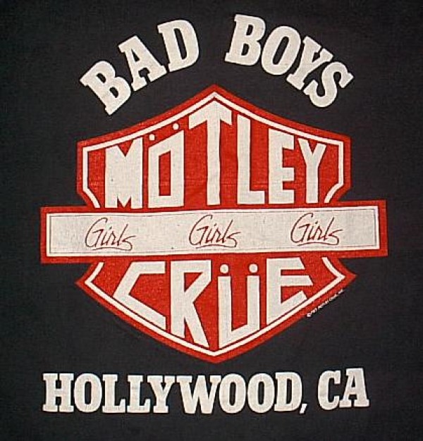 Motley Crue 1987 World Tour Girls Girls Girls Bad Boys Harley Davidson logo